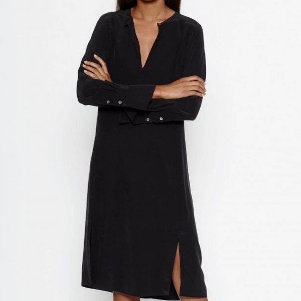 Equipment Black Long Sleeve Dress